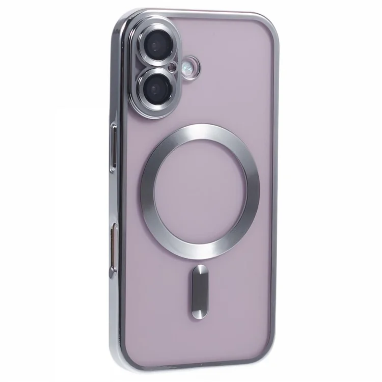Husa Plating - iPhone 16 Plus - silicon cu MagSafe, Slim, Clear | Silver