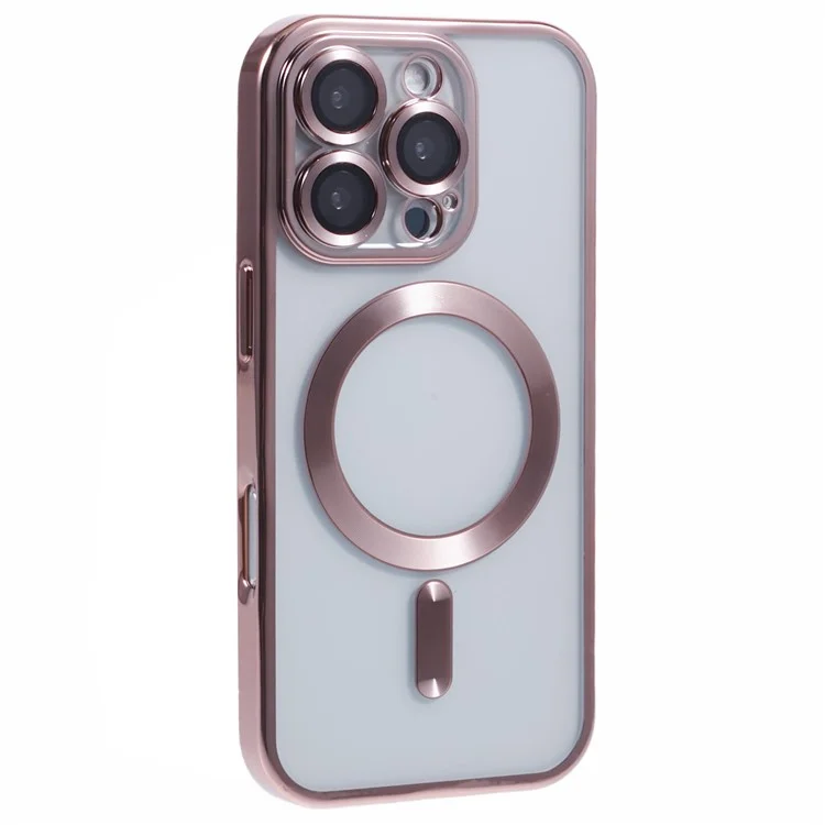 Husa Plating - iPhone 16 Pro Max, cu MagSafe, ElectroEdge | PINK Rose, Clear