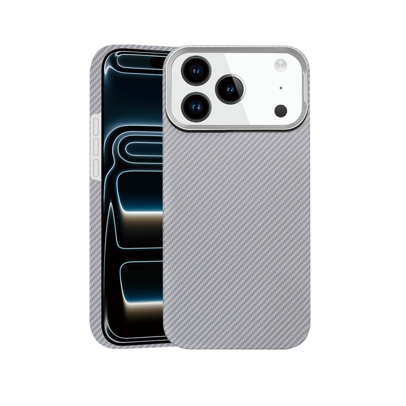 Husa Aramid PTK » iPhone 17 Pro Max, Kevlar Fiber cu MagSafe, Light Carbon, GRAY