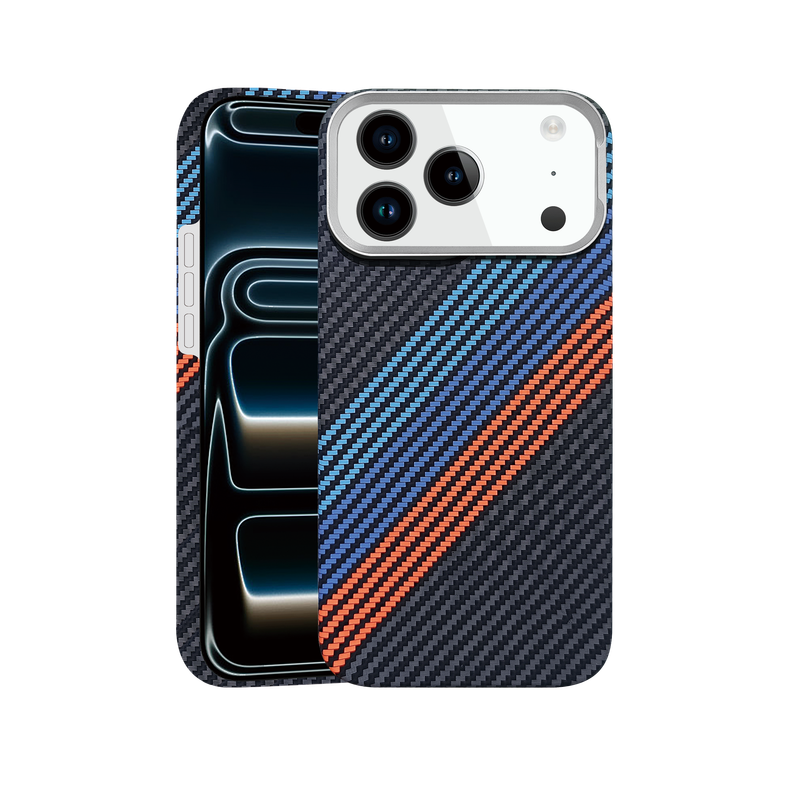 Husa Aramid PTK » iPhone 17, Kevlar Fiber cu MagSafe, Stripe BMW, BLACK