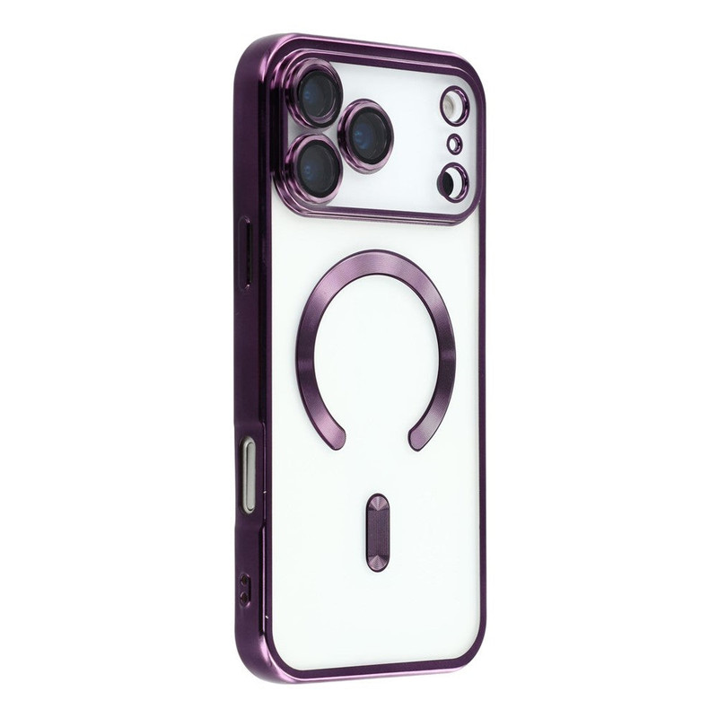 Husa Plating DeLux » iPhone 17 Pro, cu MagSafe, ElectroPlated, Clear, frame PURPLE