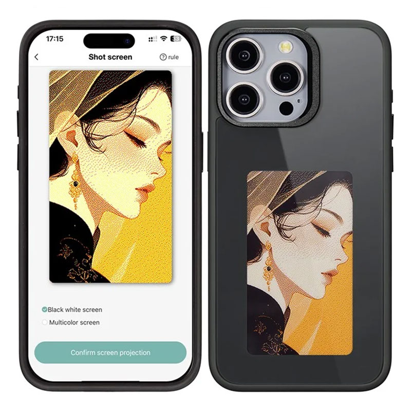 Husa InkLed » iPhone 14, ShockProof, cu Ecran Digital, Microfiber, PC+TPU, Black