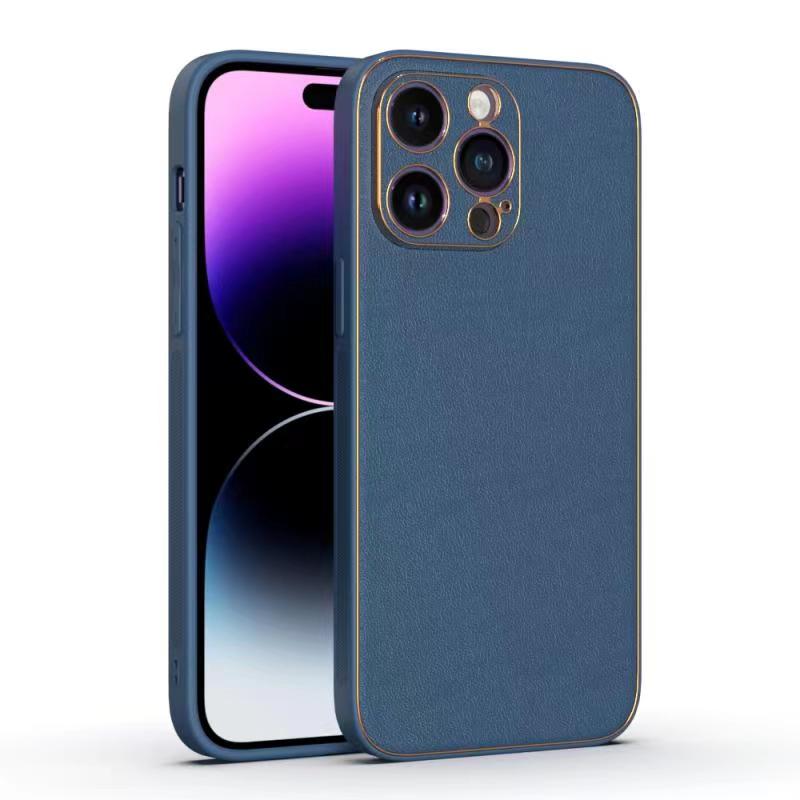 Husa Yolo, iPhone 14 Pro Max, Eco-Leather, TPU Edge, Navy Blue