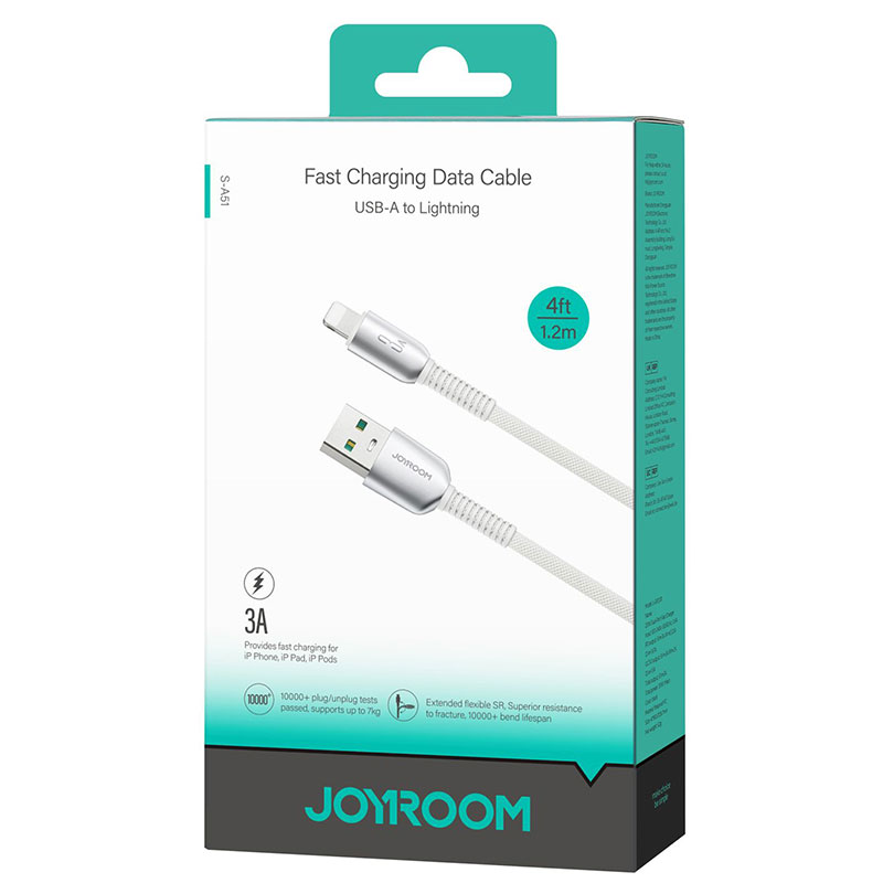 Joyroom (S-A51) » Cablu Date si Incarcare, USB la Lightning, 3A, Fast, 1.2m, GRAY/Light