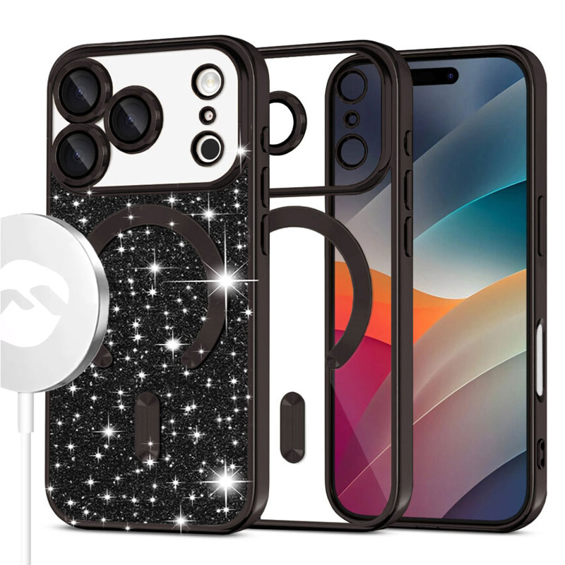 Husa MagSparks » iPhone 17 Pro, Glitter, Dual Layer, Lens Cover, BLACK
