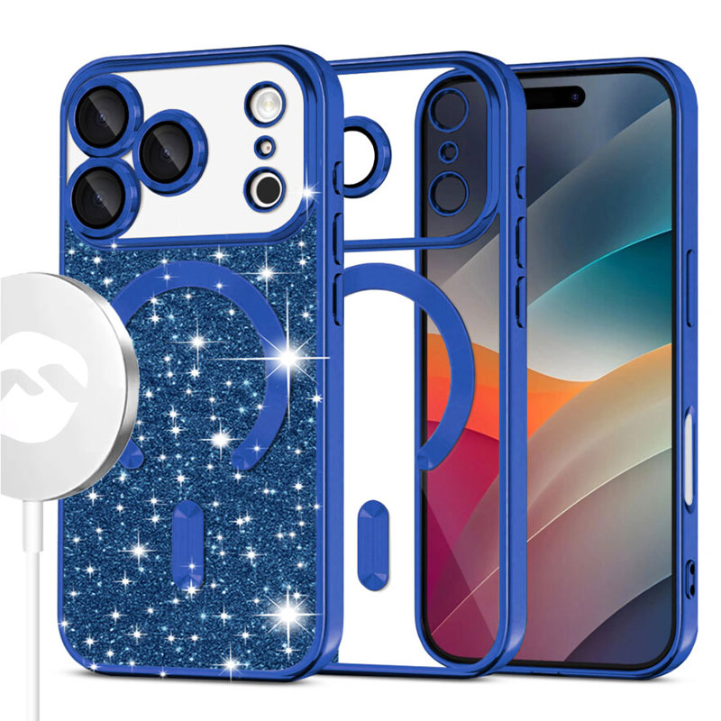 Husa MagSparks » iPhone 17 Pro, Glitter, Dual Layer, Lens Cover, Deep deep BLUE