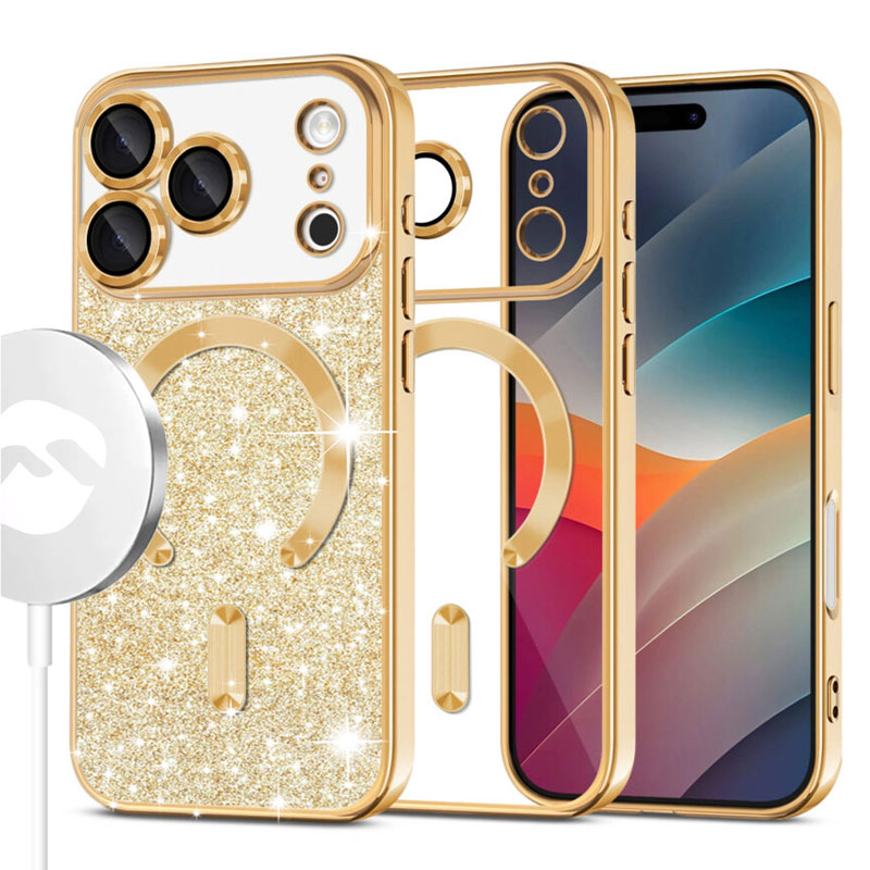 Husa MagSparks » iPhone 17 Pro, Glitter, Dual Layer, Lens Cover, GOLD