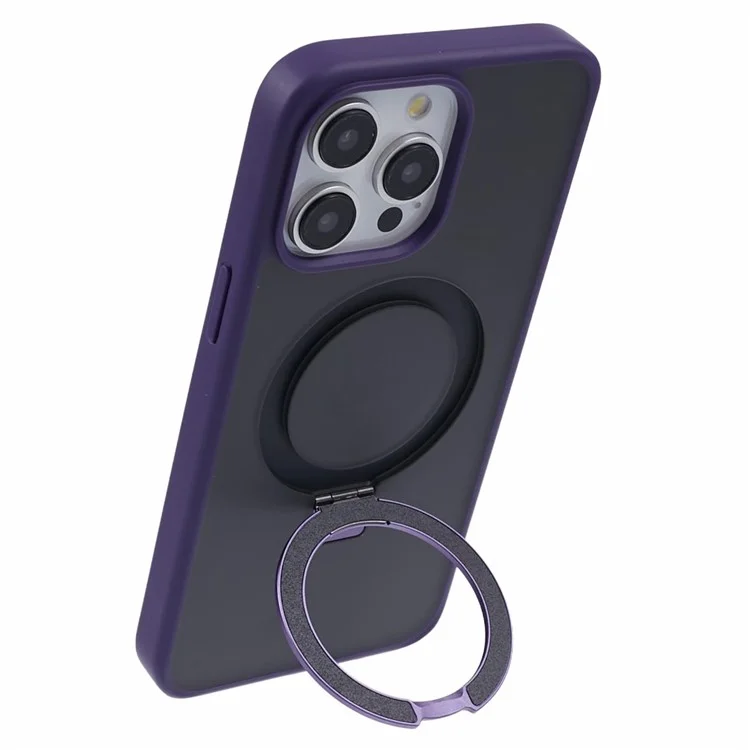 Husa Mike » iPhone 15, AntiDrop, cu MagSafe, Inel Stand, Gray / Purple