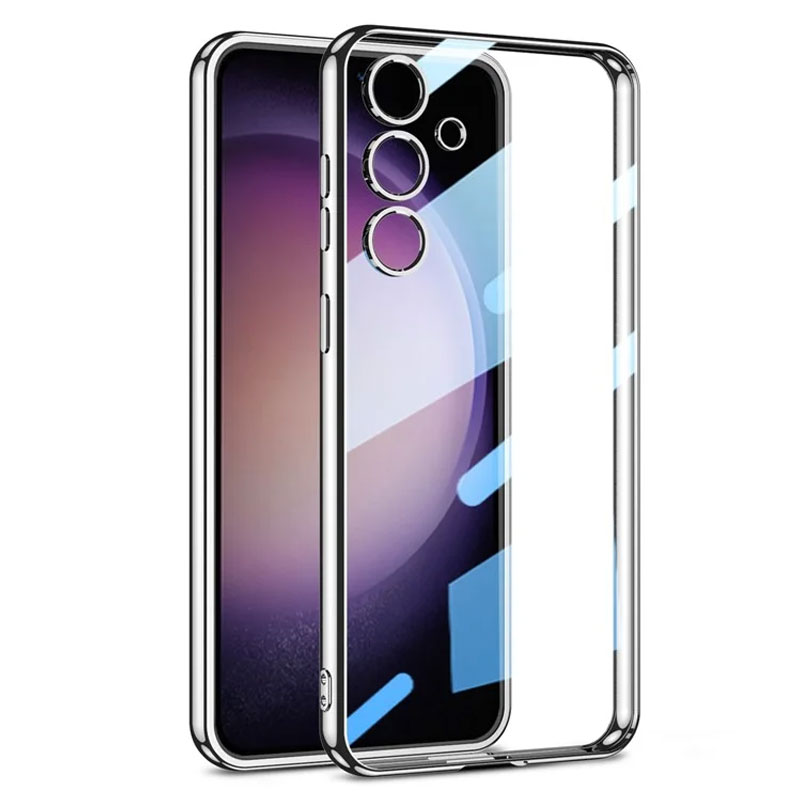 Husa Plating - Samsung S21 Plus (G996) - silicon Slim, Clear | Silver