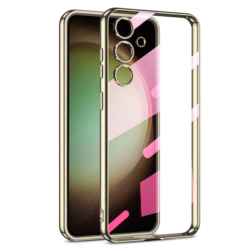 Husa Plating - Samsung S21 Plus (G996) - silicon Slim, Clear, Gold