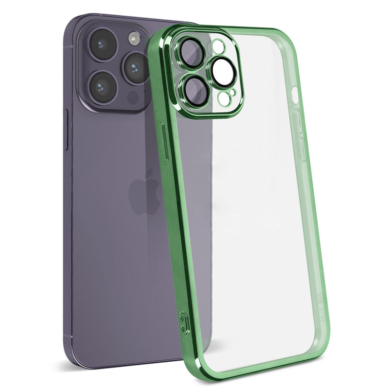 Husa Plating - iPhone 13 Pro Max - silicon Slim, Clear | Green