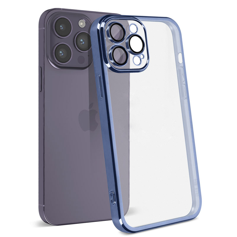 Husa Plating - iPhone 14 - silicon Slim, Clear | Blue