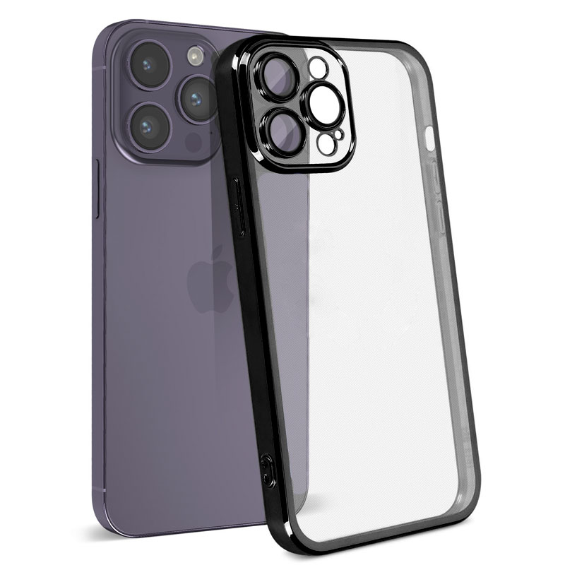 Husa Plating - iPhone 14 - silicon Slim, Clear, Black