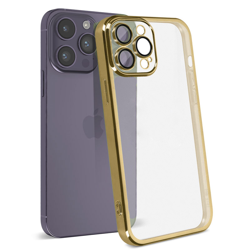 Husa Plating - iPhone 12 Pro Max - silicon Slim, Clear, Gold