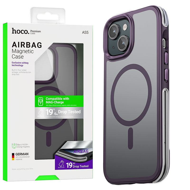 Husa Hoco (AS5) » iPhone 15 Plus - MagSafe, GripEdge, Frosted, Purple