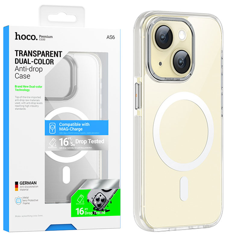 Husa Hoco (AS6) » iPhone 15 Pro - MagSafe, GripEdge, Clear / Grey