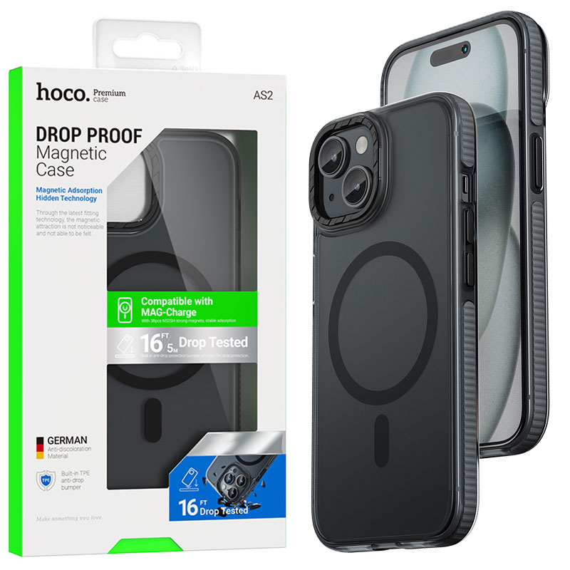 Husa Hoco (AS2) » iPhone 15 - MagSafe, GripEdge, Matte, Black