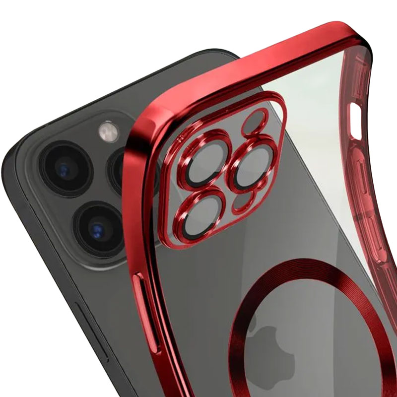 Husa Plating - iPhone 12 Pro Max - silicon cu MagSafe, Slim, Clear, Red