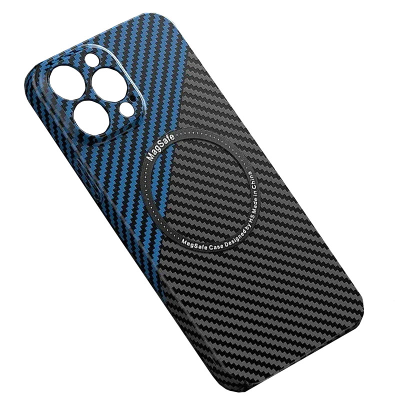 Husa iPefet Carbon, iPhone 12 Pro, Kevlar Pattern, cu MagSafe, Black/Blue