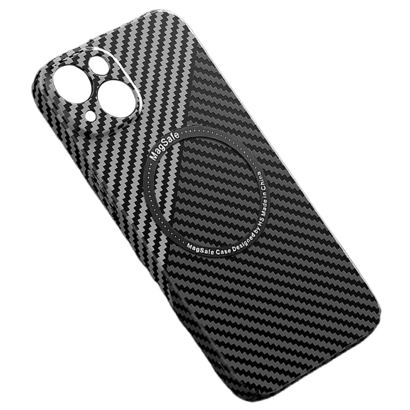 Husa iPefet Carbon, iPhone 13, Kevlar Pattern, cu MagSafe, Black / Grey