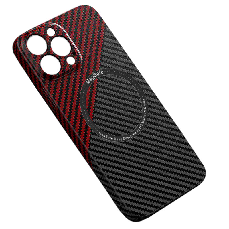 Husa iPefet Carbon, iPhone 14 Plus, Kevlar Pattern, cu MagSafe, Black/Red