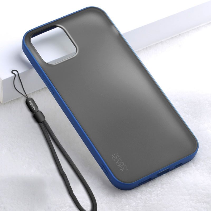 Husa X-Level Beetle - iPhone Xs / X - Matte, Frosted, Edge Blue / Grey