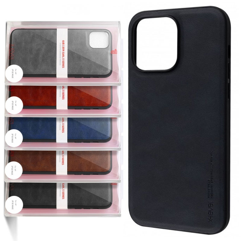 Husa X-Level Earl - iPhone 12 Pro Max - Eco-Leather PC, Black