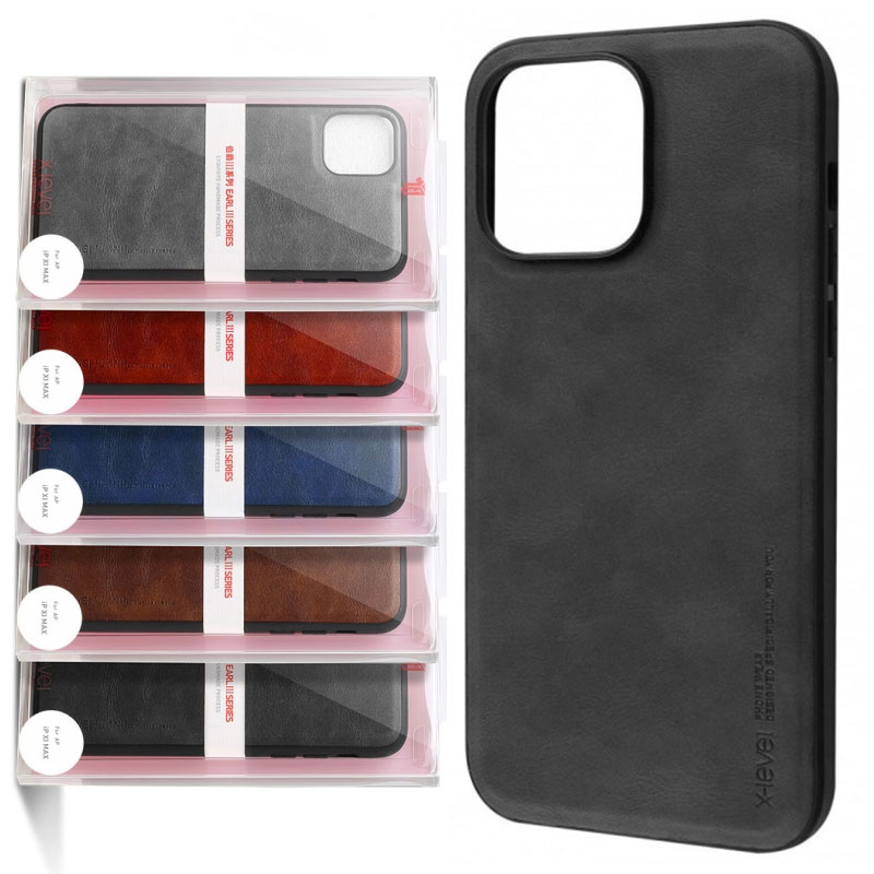 Husa X-Level Earl - iPhone 13 Pro - Eco-Leather PC, Gray