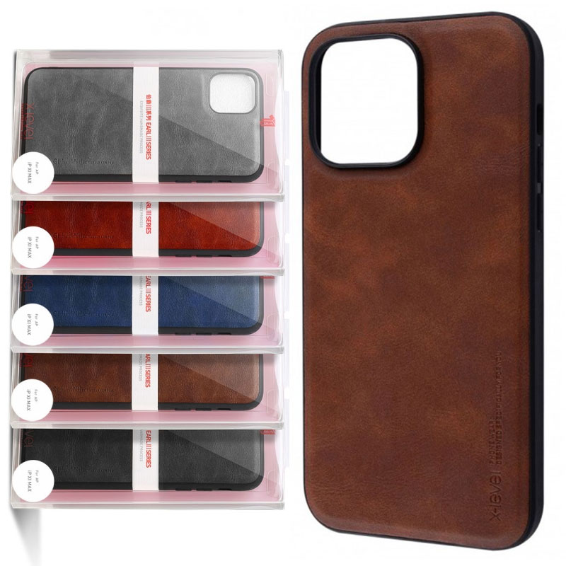 Husa X-Level Earl - iPhone Xs Max - Eco-Leather PC, BROWN
