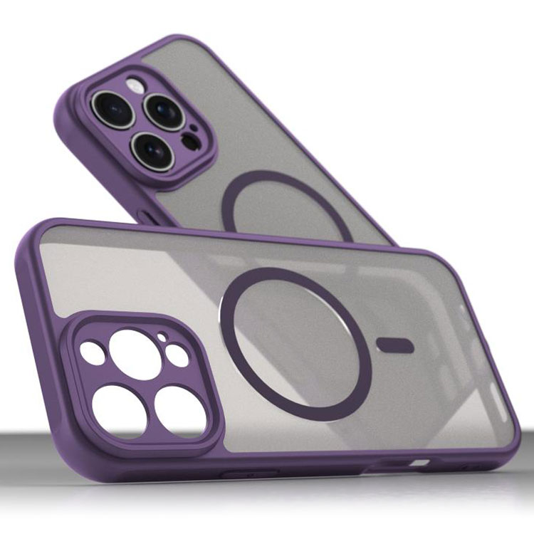 Husa MagFrost Pro » iPhone 15, Matte MagSafe, Frosted Gray / PURPLE