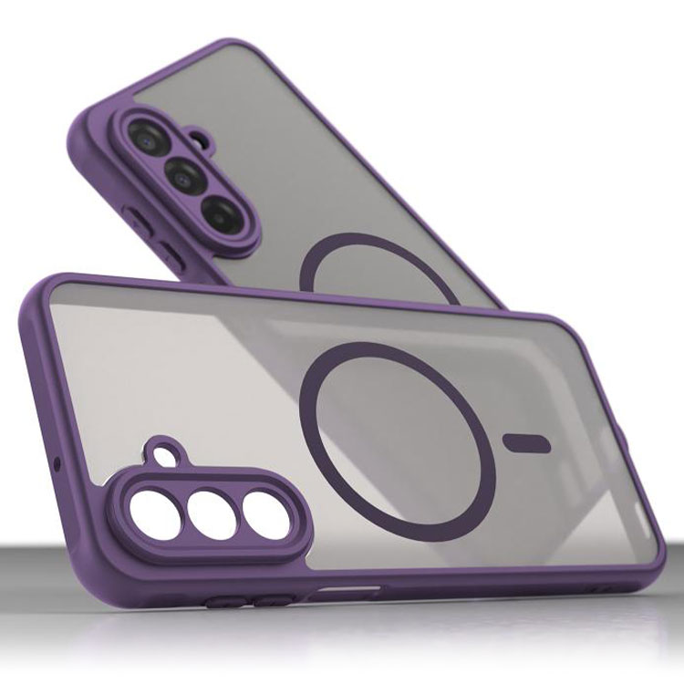 Husa MagFrost Pro » Samsung A17 (A176), Matte MagSafe, Frosted Gray / PURPLE