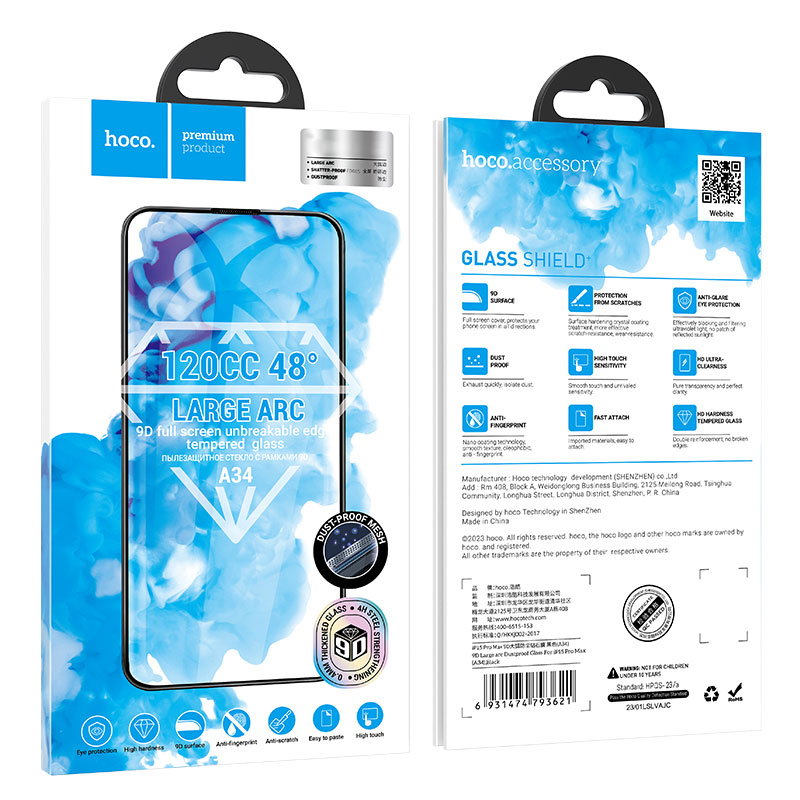 Hoco (A34) » Folie Clear » iPhone 15 - DustProof, HD Glass