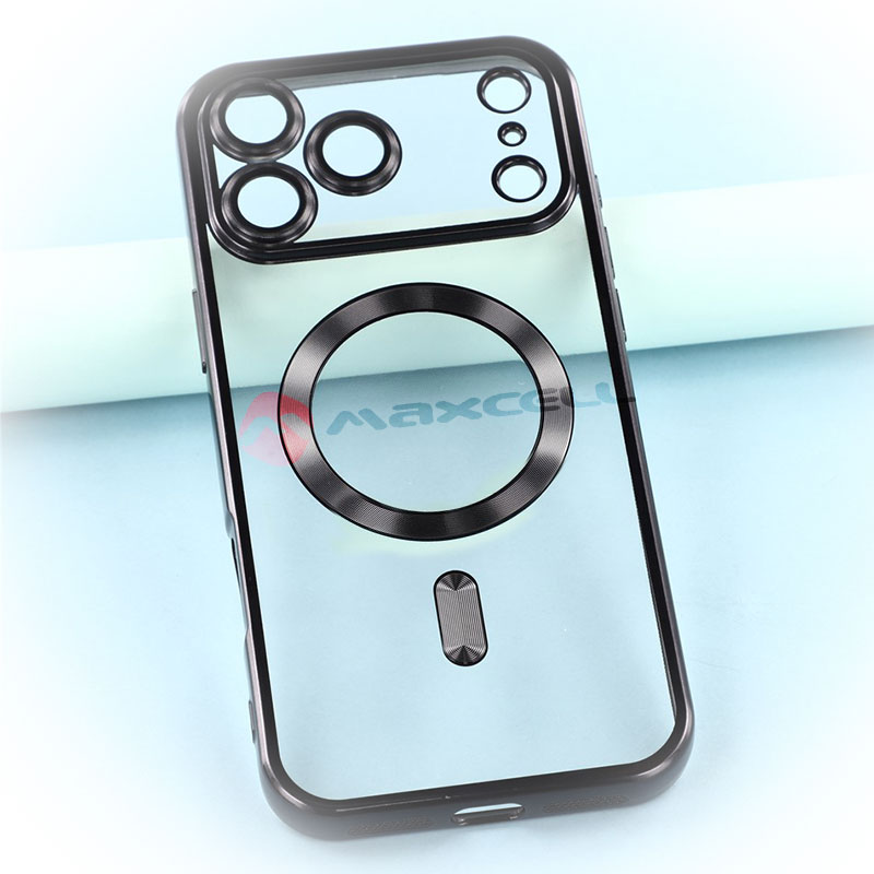 Husa Plating » iPhone 17 Pro Max, MagCase, TPU Clear, frame BLACK