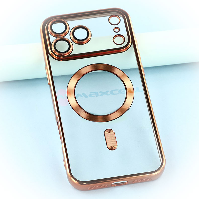 Husa Plating » iPhone 17 Pro Max, MagCase, TPU Clear, frame GOLD