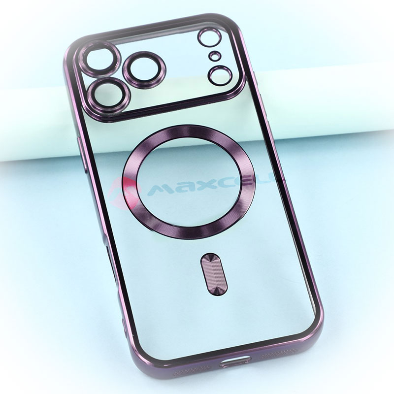 Husa Plating » iPhone 17 Pro, MagCase, TPU Clear, frame PURPLE
