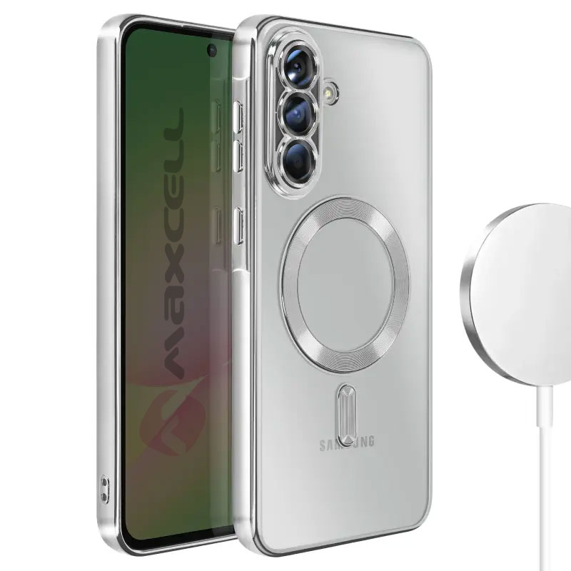 Husa Plating » Samsung A07 (A076) (A075), MagCase, TPU Clear, frame SILVER