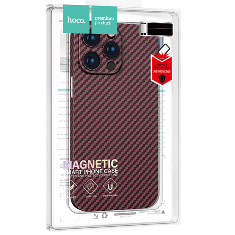 Husa Hoco » iPhone 14 Pro - MagSafe, Carbon, Thin, Bordo