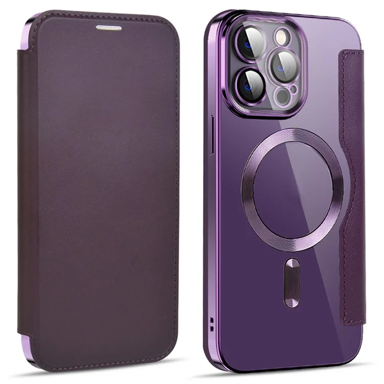 Husa MagFlip » iPhone 13 Pro, Magnet, RFID protect, Leather, Chrome Edge, Purple