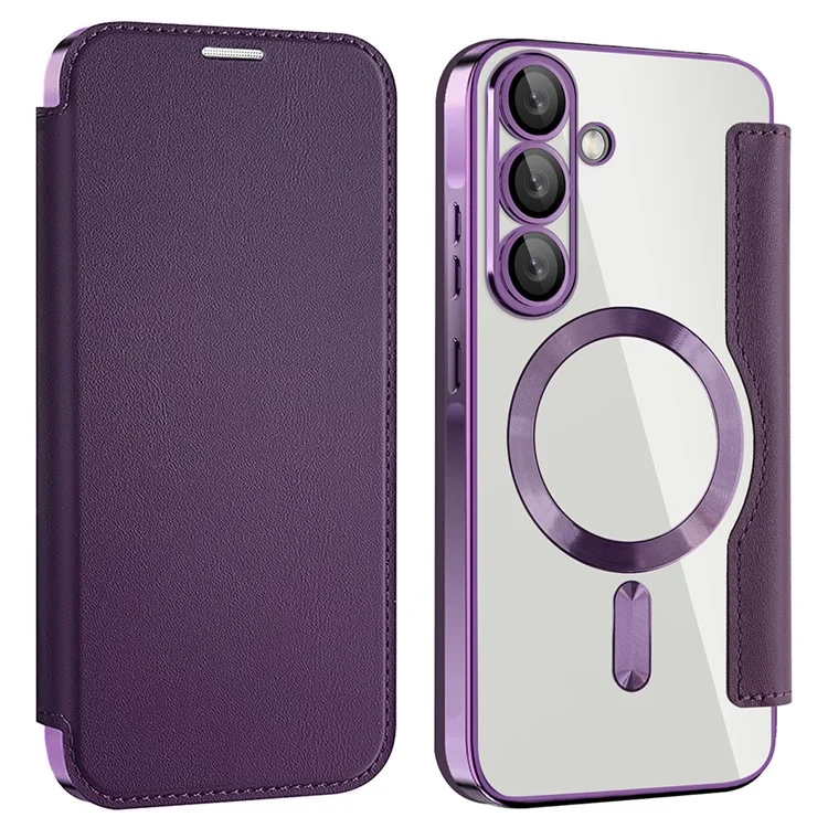 Husa MagFlip » Samsung A56 (A566), Magnet, RFID protect, Leather, Chrome Edge, Purple